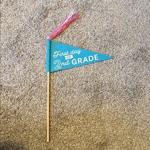 Blue and Pink First Day of 2nd Grade Party Flag